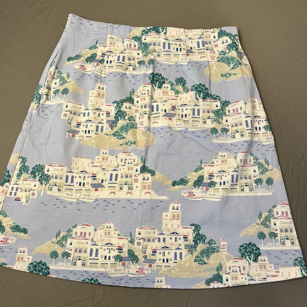 J. JILL Womens XS Stretch A-Line Skirt Pockets Coastal Mediterranean Italy - Picture 2 of 7